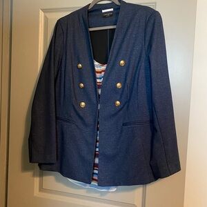 Blue blazer with striped cami
